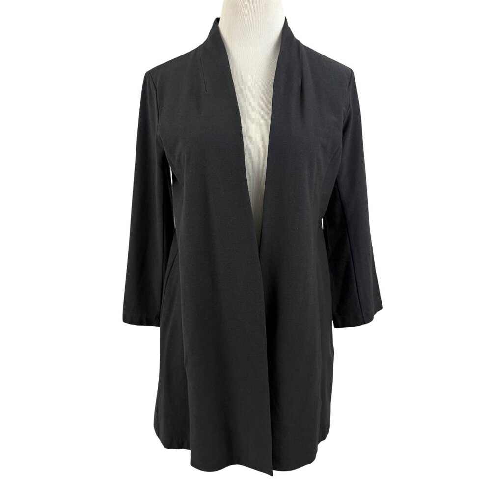 Eileen Fisher Sweater‎ Women's XS Long Sleeve Open Cardigan Longline Length Gray